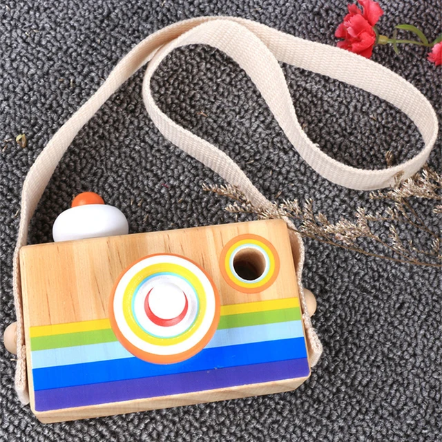 New Wooden Color Camera Toy Mini Cute Kaleidoscope Portable Toy Camera Children's Room Decorations Souvenirs Birthday Gifts 6