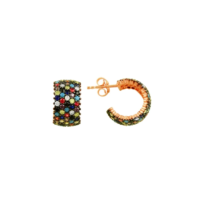 

Armagano Rose Plated 5 Row Mixed Color Zircon Stone Tamtur Earrings