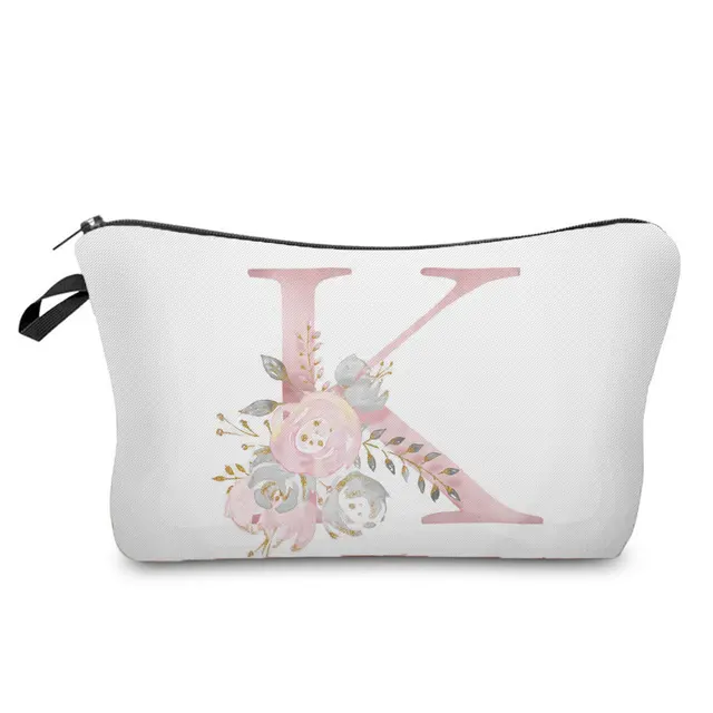 Flowers Alphabet Printed Cosmetic Bags  Bridal Party Make Up Bags Pouch Necessaries Lady Tote Bride Bridesmaid Proposal Gift hz2407
