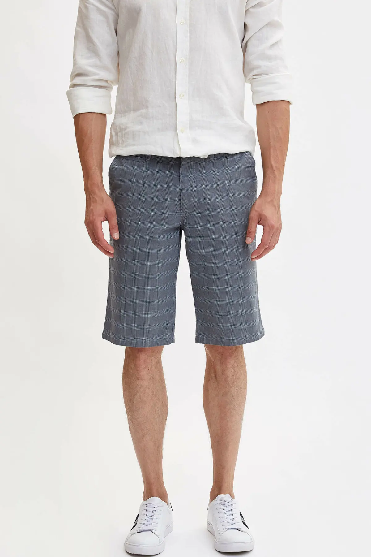 

DeFacto Man Summer Casual Plaids Shorts Men Slim Fit Bermuda Shorts Male Mid-waist Short Bottoms-L6060AZ19SM