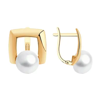 

Sokolov drop earrings with stones in gold with pearls, fashion jewelry, 585, women's male, long earrings