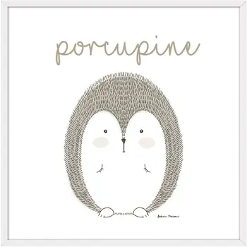 

Cuadriman | Box Animals-Porcupine-Little Animals on Canvas Printed on Paper and Framed-27 x 27 cm