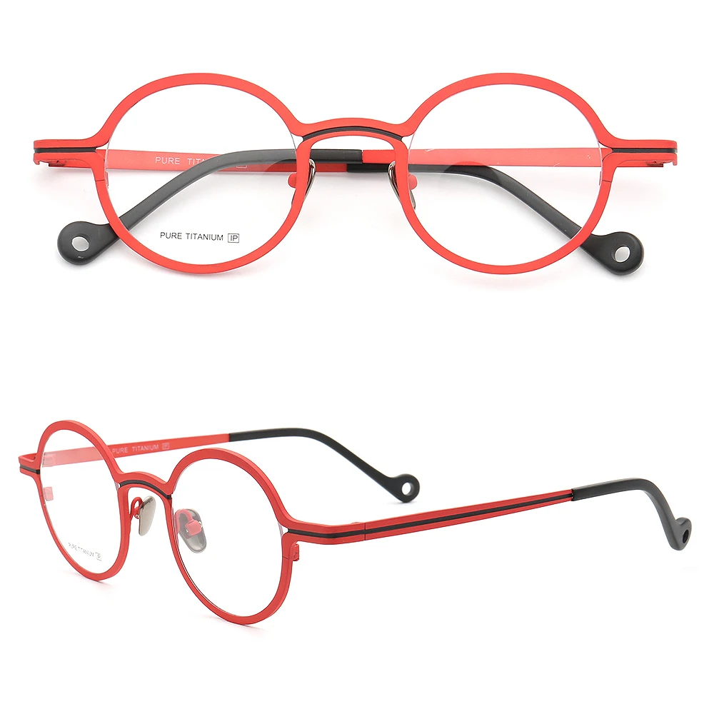 Women Round eyeglass frames for men glasses frame Full-Rim Pure Titanium Lightweight 2020 Fashion Double-bridge Eyeglass Frames |
