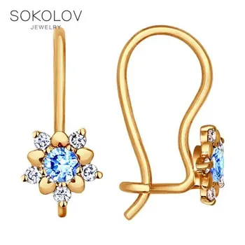 

SOKOLOV drop earrings with stones in gold with blue cubic zirconia fashion jewelry 585 women's/men's, male/female, long earrings