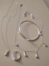Conjunto de joyería nupcial para boda, joyería de plata 925, collar de gota de agua, brazaletes, anillos, pendientes, regalos de fiesta para mujer