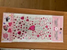 1 hoja de calcomanía en forma de corazón para niños, diamantes de imitación, cuentas acrílicas, libro de recortes, decoración de notas, juguete artesanal