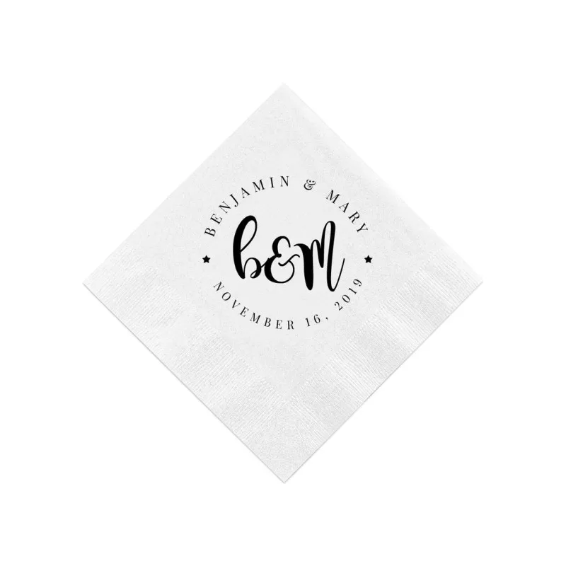 

Romantic First Name - Personalized Wedding Napkins, Rehearsal Dinner, Engagement Party, Custom Bar Napkins, Wedding Napkins