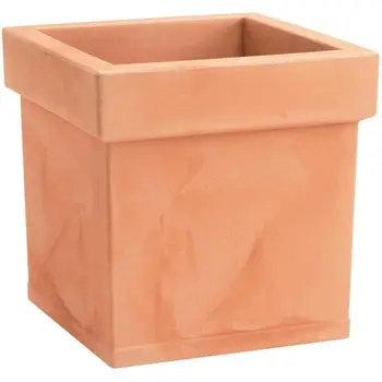 

NICOLI Cache pot Themis Quadro I-40x40x40 cm-Brown Terracotta