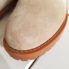 BeauToday-Botas de nieve de lana de piel auténtica para mujer, zapatos de plataforma con cordones y punta redonda, longitud hasta el tobillo, hechos a mano, para invierno, 03281