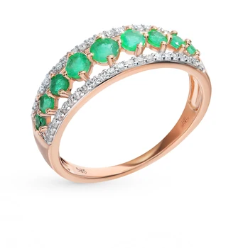 

Gold ring with emeralds and diamonds sunlight sample 585