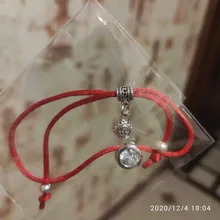 BPPCCR-pulsera de circonia cúbica para mujer, con diamantes de imitación redondos brillantes, pulsera de hilo de cuerda roja trenzada, pulseras de la suerte, Color plata