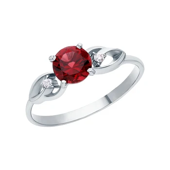 

Silver ring with cubic zirconia and Garnet synthetic sunlight sample 925
