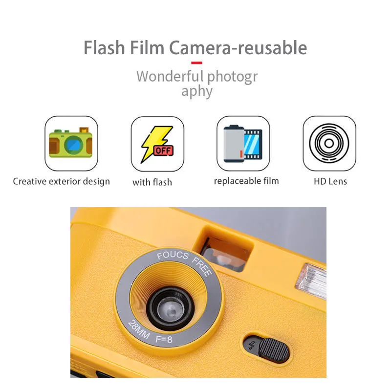 White Camara Vintage 35 MM 135 Flash Non Disposable Reusable Appareil Photo  Jetable Retro Film Camera - AliExpress