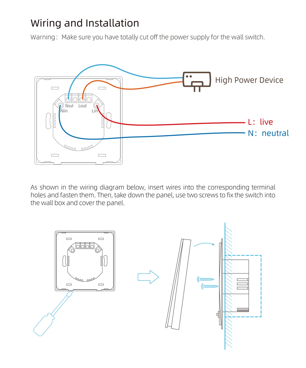 light switch wifi WiFi Boiler Switch 30A 6600W High Power Water Heater AC Smart Switches, Control with Tuya Smart Life and Google Home, Alexa remote light switch control