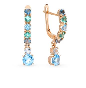 

Gold earrings with Topaz sunlight sample 585 test