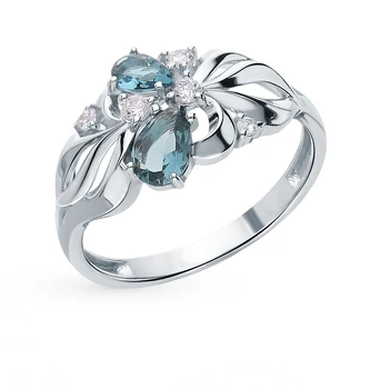 

Silver ring with crystals and cubic zirconia sunlight sample 925