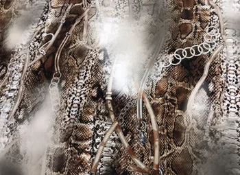 

Snakeskin crepe fabric. Python fabric for dress. Snake fabric for dress. Brown serpent fabric for skirt.