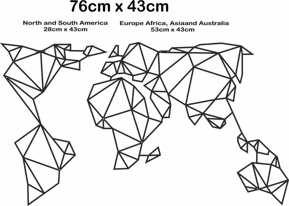 Геометрическая металлическая карта мира Настенная настенное искусство