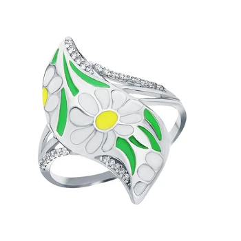 

Silver ring with enamel and cubic zirconium sunlight sample 925