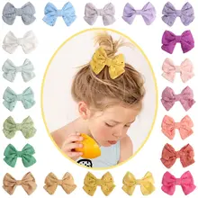 

2Pcs Linen Hair Bow with Clips Embroidered Floral Hair Clips for Children Girls Cotton Side Barrettes Headwear Hair Accessories