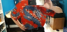 Blusa holgada con estampado de dragón para verano y primavera, camisa de manga corta con estilo BF para mujer, estilo Harajuku, 2021