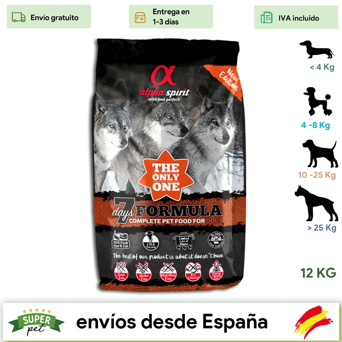 Alpha Spirit Alimento Week Menu, pienso para perros - Piensoymascotas  Formato Saco de 12 Kg