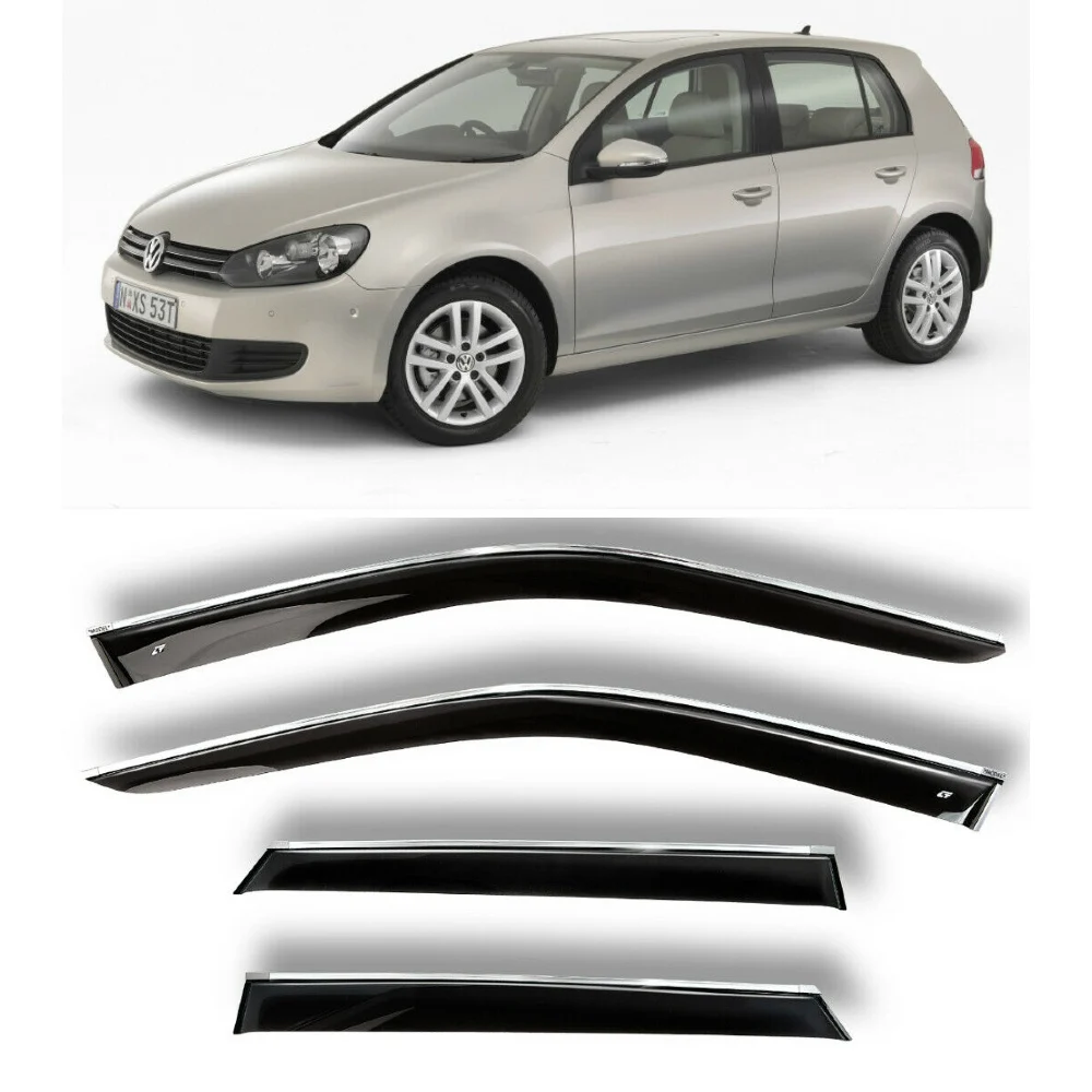 Chrome Molding Trim Strip Wind Visor Deflectors Cobra Tuning V20603CR- Car Ventvisor Door Side - Window Air Guard for Protection Against Snow Sun and