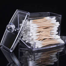 Make-up Organizer Acryl Baumwolle Tupfer Box Halter Transparent Wattestäbchen-stick Lagerung Make-Up-Box Kosmetik Organizer Fall(China)