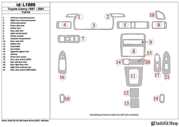 

Interior lining for Toyota Camry 1997-2001. Set L1689.