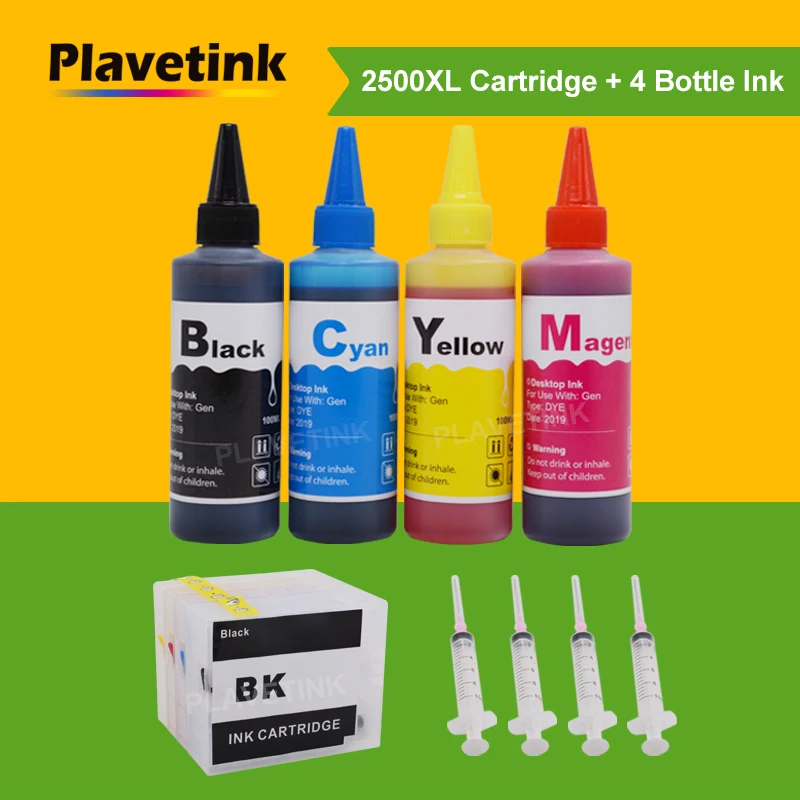 Набор многоразовых чернил Plavetink 4 цвета + Совместимый картридж PGI2500 XL для Canon PGI 2500