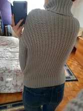 Suéter de cuello alto suelto para mujer, jerséis de punto cálidos y elegantes de gran tamaño, Tops sólidos de moda, Jersey de punto 2021