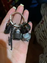 PUBG-Llavero Playerunknowns Battlegrounds, mochila, armadura, casco, Pan 98k, llavero con anilla, joyería del ejército