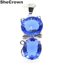 37x14 мм Классический Кот форма создан богатый синий фиолетовый танзанит подарок для сестры серебряный кулон