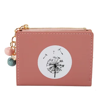 

Ladies Short Wallet Leather Wallet Women Zipper Beads Pendant Small Wallet Simple Multi-function Tassel Coin Purse