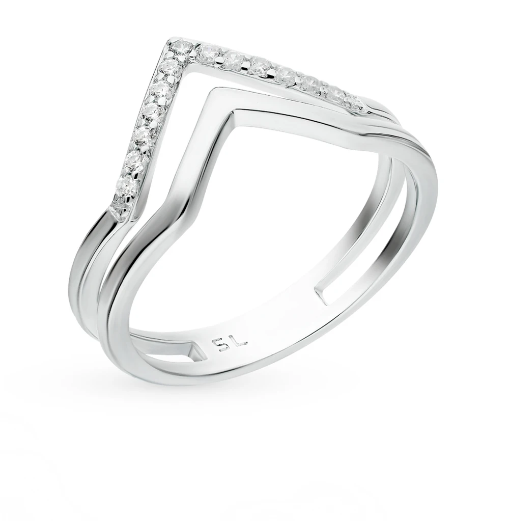 Серебряное кольцо с фианитами SUNLIGHT проба 925