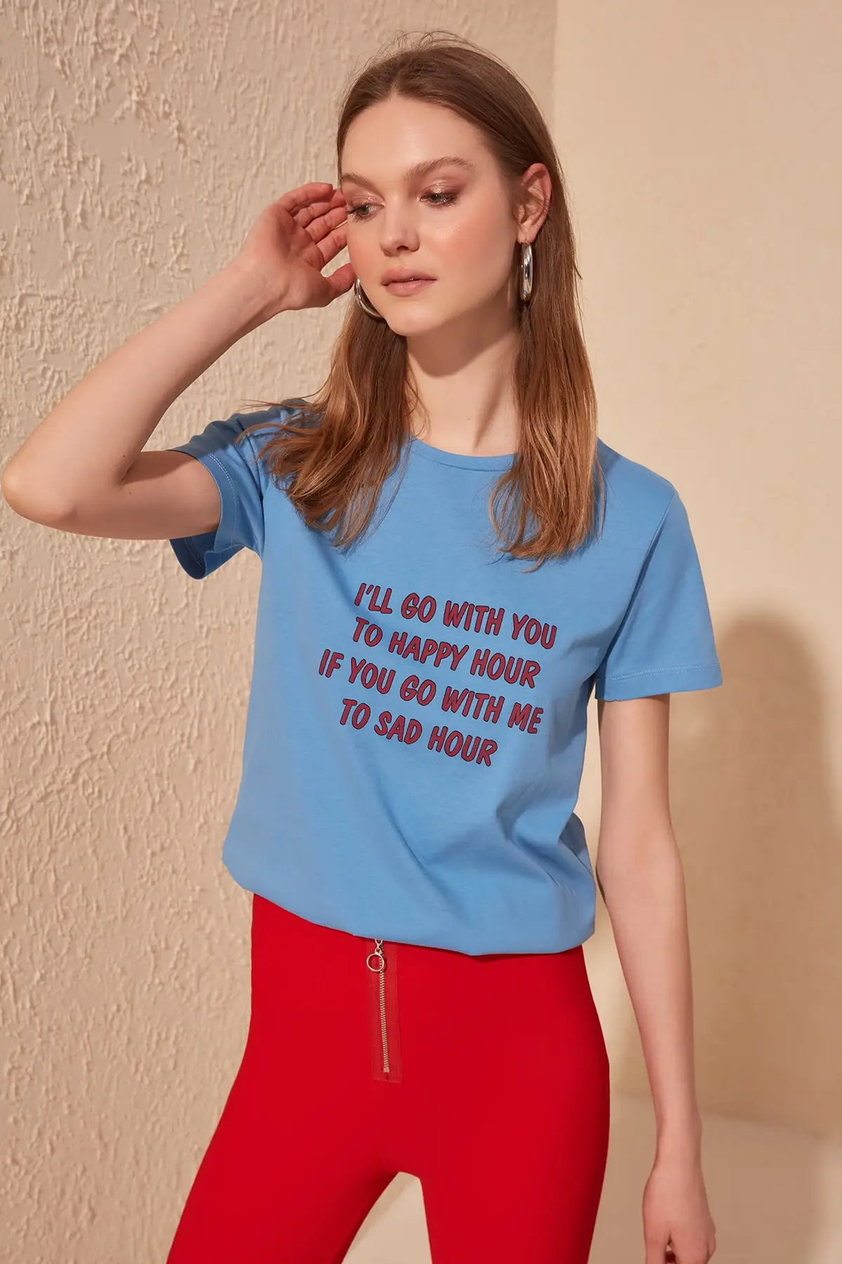 

Trendyol Printed Basic Knitted T-Shirts TWOSS20TS0225