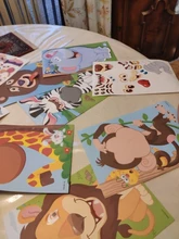 Pegatinas de rompecabezas para niños, juegos de rompecabezas de princesa de cara a cara, dinosaurio de ensamblaje, juguete educativo de entrenamiento de reconocimiento