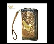 Tarjetero de cuero de calidad para hombre, cartera masculina de marca de lujo con cremallera, organizador, bolso de mano de diseño, 1016