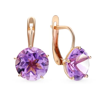 

Gold earrings with amethyst sunlight sample 585