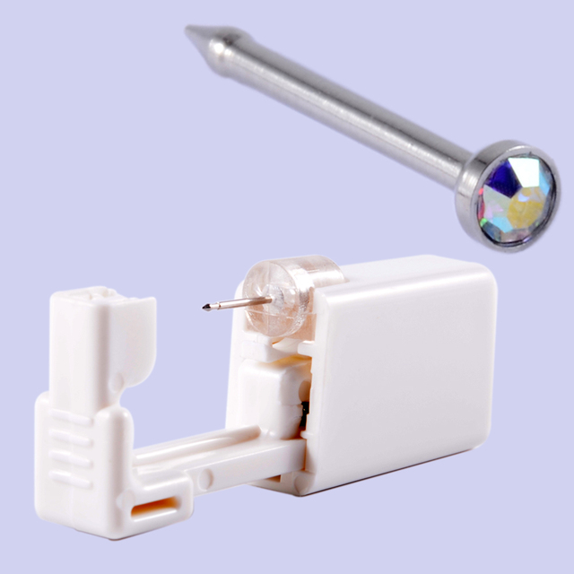 Safe Sterile Piercing Unit For Nose Studs Piercing Gun Piercer Tool with Replacement Nose Stud Body Piercing Jewelry