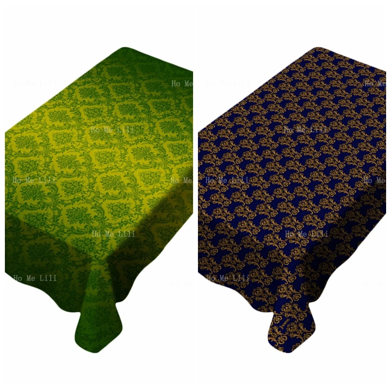 

Italian Style 3d Stereoscopic Embossed Illusion Falling Classic European Damascus Dark Purple Green Tablecloth By Ho Me Lili