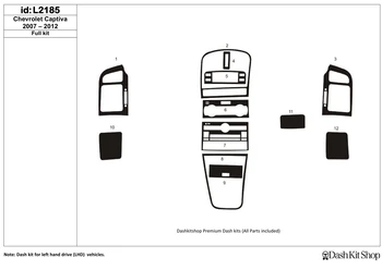 

Interior lining for Chevrolet Captiva 2007-2012. Set L2185.