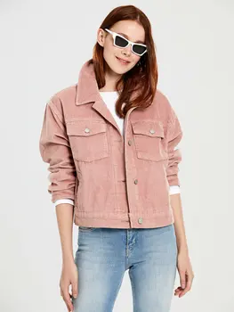 

Pockets Ribbed Velvet Jacket