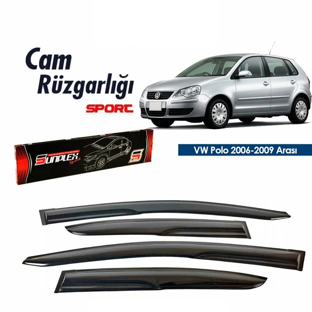 

For Volkswagen Polo 5 Rain Window Visor Wind Deflector Piano Black 4 pcs 2006 2007 2008 2009
