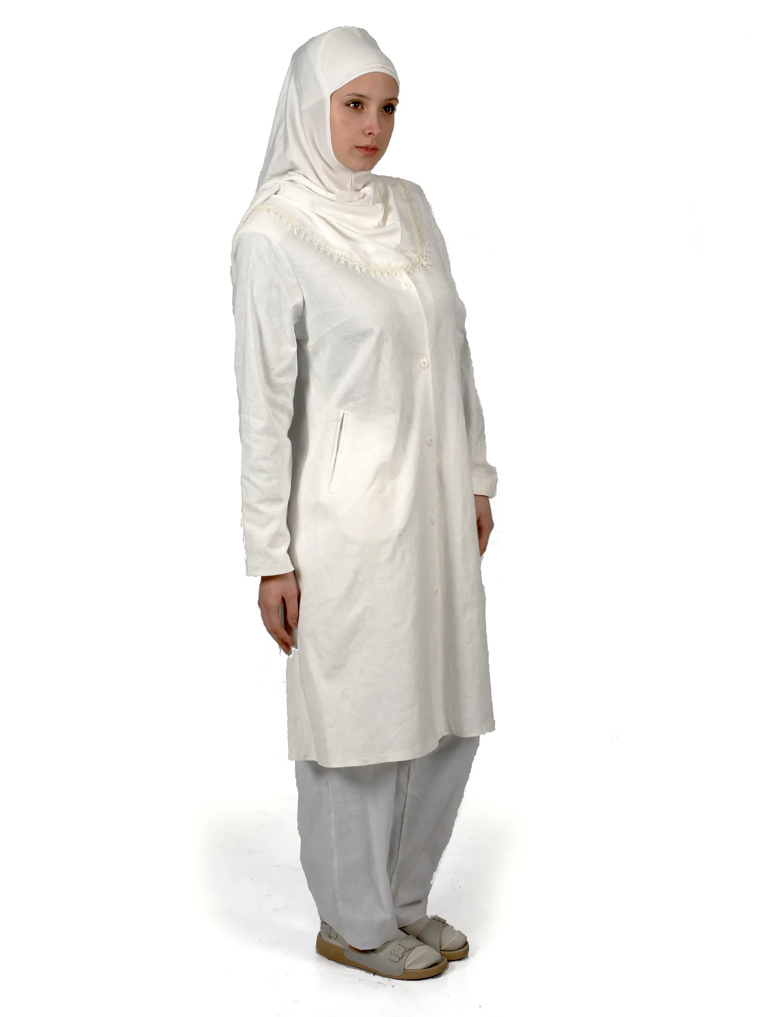 Tunic Trousers Set Women Long Shirts Muslim Islamic Fashion Female Doctor Business Suits With Pants Hajj Umrah Hijab Reis