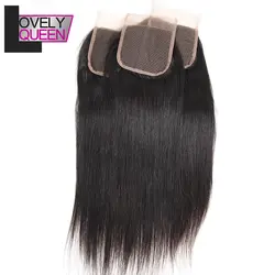 Бразильские прямые человеческие волосы Кружева Закрытие 4x4 remy волосы 130% плотность натуральный цвет