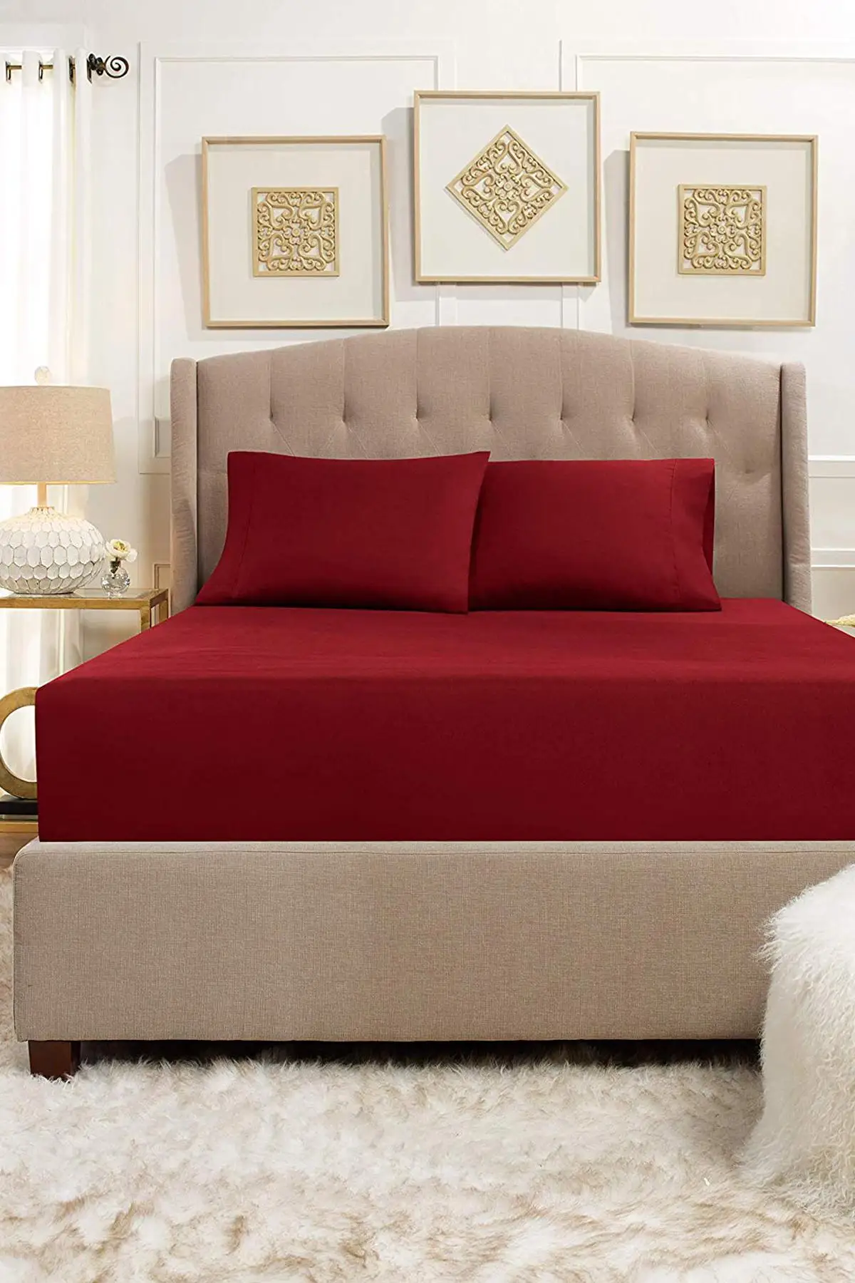 

Double 100 Cotton Combed Cotton Fitted Sheets | Red