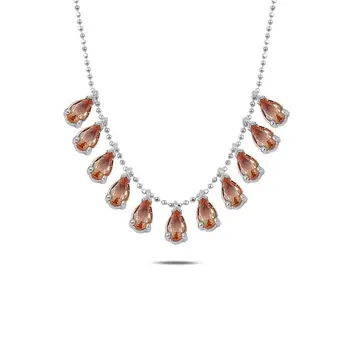 

Angemiel 925 Silver Drop Zultanite Cubic Zirconia Dangle Necklace-Rhodium Plated