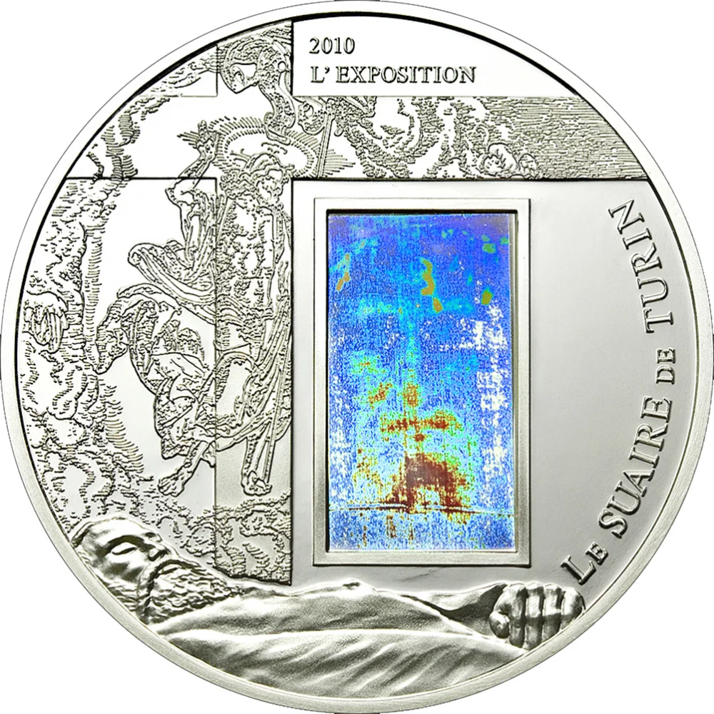 Кожух Турина голограмма Серебряная монета 1000 франков Камерун 2010