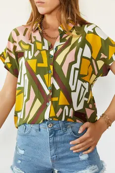 

BEYON WOMEN MULTI PATTERNED BAT ARM SHIRT DAILY COMFORTABLE CHIC VISCOSE FABRIC 2020 ROOM OFFICE STYLE
